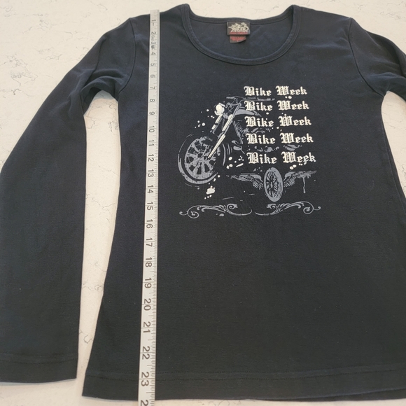 Biker Design Bike week Motorcycle 100% cotton long sleeves t-shirt black size L - Picture 5 of 8